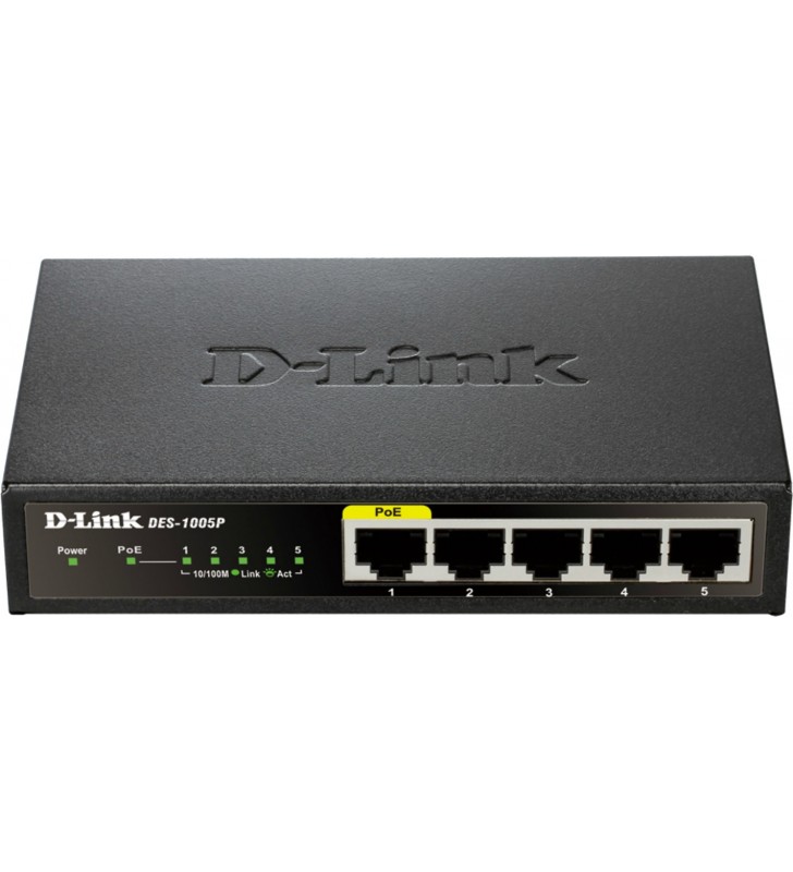 D-Link DES-1005P switch-uri Fara management Power over Ethernet (PoE) Suport Negru