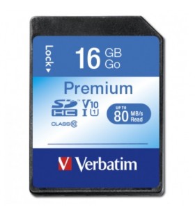 Memory Card SDHC Verbatim Premium 16GB, Class 10, UHS-I U1, V10