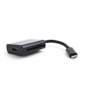 CABLU video SPACER, adaptor USB 3.1 Type-C (T) la HDMI (M), 15cm, rezolutie maxima 4K UHD (3840 x 2160) la 30 Hz, Black, \"SP-CM-HDMIF-01\" (include TV 0.15 lei)