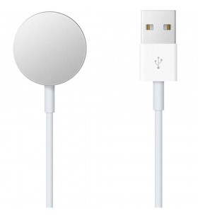 Cablu Incarcare magnetica wireless, 1M, cu mufa USB-A, pentru toate Apple Watch Series, Alb - Apple