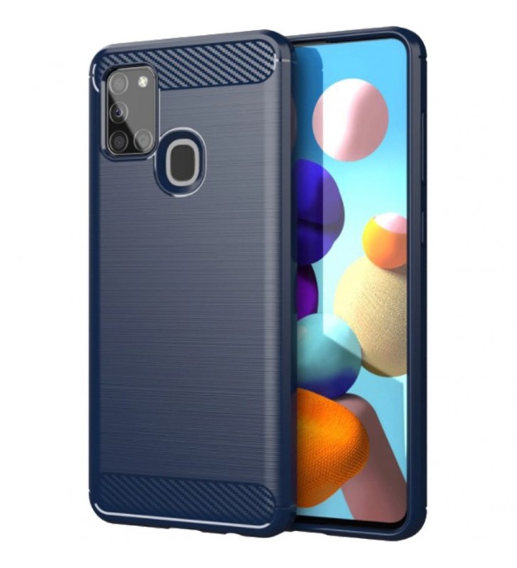 Husa Capac Spate Carbon Case Flexible Albastru SAMSUNG Galaxy A21S