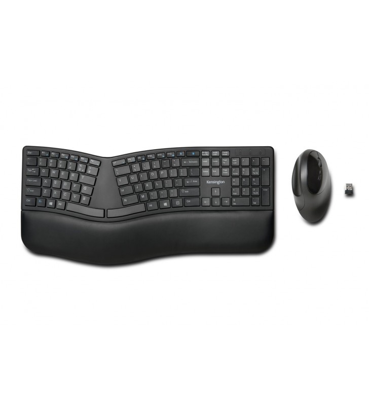 Kensington Pro Fit Ergo tastaturi RF Wireless + Bluetooth QWERTY Engleză Regatul Unit Negru