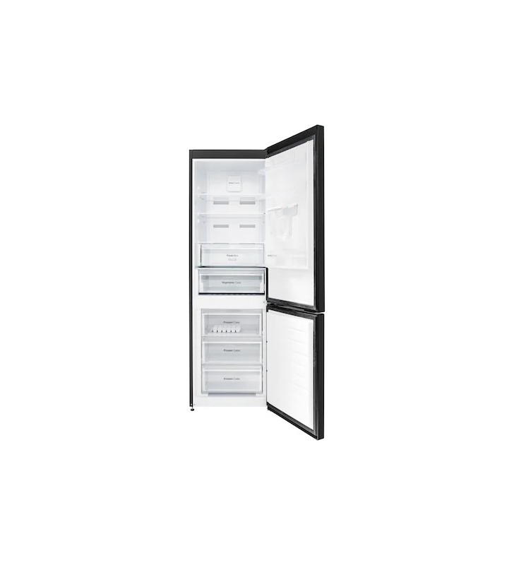 Combina frigorifica Daewoo, NoFrost, 60/186 cm, A+/E, 324 l net (230 l + 94 l), Water Dispencer, MultiCooling, neagra