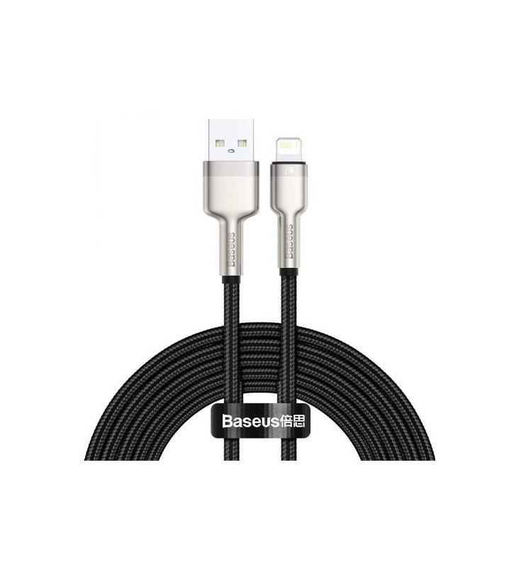 CABLU alimentare si date Baseus Cafule Metal, Fast Charging Data Cable pt. smartphone, USB la Lightning Iphone 2.4A, 2m, negru "CALJK-B01" (include TV 0.06 lei)