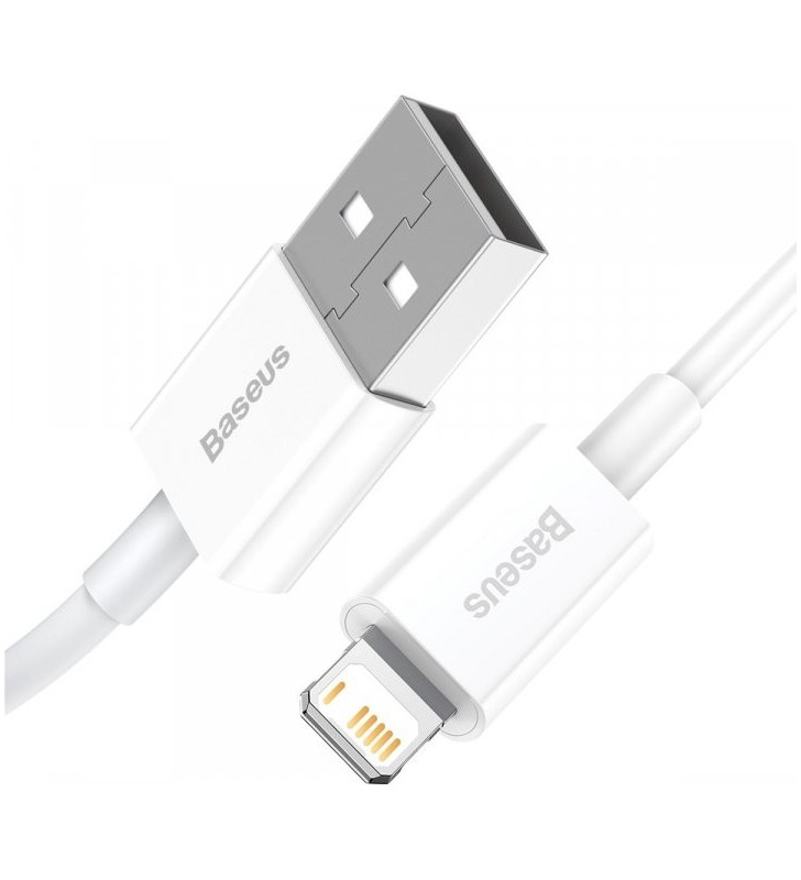 CABLU alimentare si date Baseus Superior, Fast Charging Data Cable pt. smartphone, USB la Lightning Iphone 2.4A, 2m, alb "CALYS-C02" (include TV 0.06 lei)
