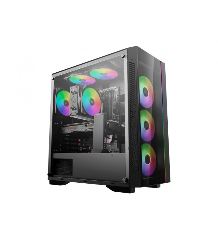 CARCASA DeepCool Middle-Tower E-ATX,  3x 120mm CF120 fans, header RGB SYNC &amp header RGB ADD, RGB LED strip, tempered glass, f