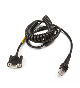 Cablu industrial: RS232 (semnale 5V), negru, DB9 mamă, 3m (9.8´), spiralat, alimentare externă 5V cu alimentare opțională pe pinul 9, fără ferită