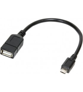 CABLU adaptor OTG LOGILINK, pt. smartphone, Micro-USB 2.0 (T) la USB 2.0 (M), 20cm, asigura conectarea telef. la o tastatura, HUB, stick, etc., negru, "AA0035" (include TV 0.15 lei)