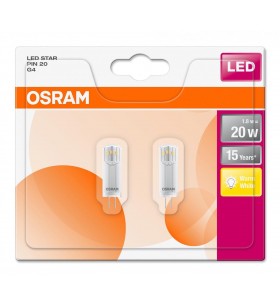 BEC LED OSRAM, soclu G4, putere 1.8 W, forma cilindric, lumina alb calda, alimentare 220 - 230 V, "000004058075093911" (include TV 0.60 lei)