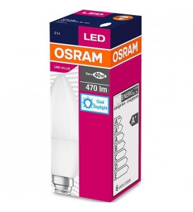 BEC LED OSRAM, soclu E14, putere 5.5 W, forma lumanare, lumina alb rece, alimentare 220 - 230 V, "000004052899971066" (include TV 0.60 lei)
