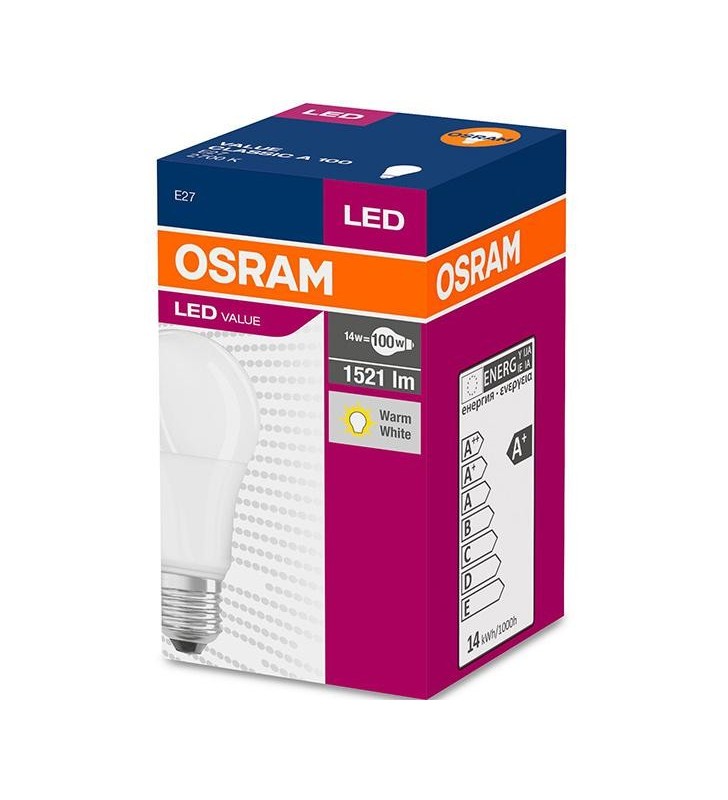 BEC LED OSRAM, soclu E27, putere 13 W, forma clasica, lumina alb calda, alimentare 220 - 230 V, "000004052899971097" (include TV 0.60 lei)