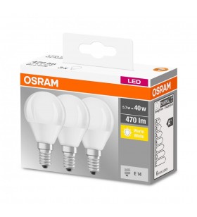 SET 3 BECURI LED OSRAM, soclu E14, putere 5.7 W, forma clasica, lumina alb calda, alimentare 220 - 230 V, "000004058075090507" (include TV 0.60 lei)
