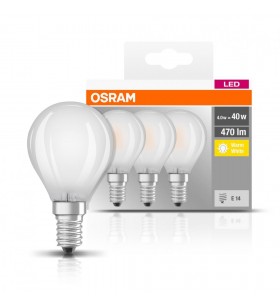 SET 3 BECURI LED OSRAM, soclu E14, putere 4 W, forma clasica, lumina alb calda, alimentare 220 - 230 V, "000004058075819399" (include TV 0.60 lei)