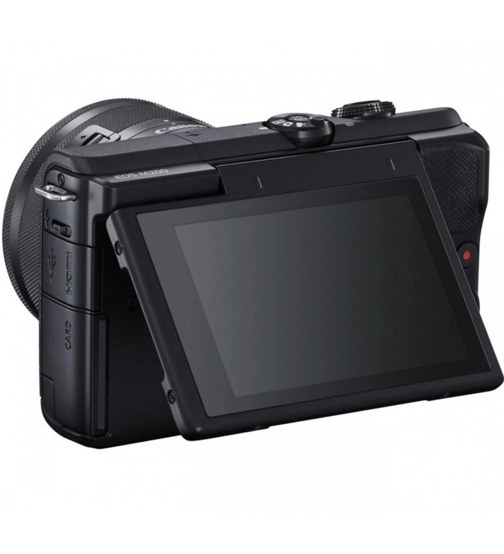 Camera foto CANON EOS M200, kit EF-M 15-45, 24.1 Mpx, ecran 3" LCD touchscreen, WiFi, bluetooth, ISO 25600, filmare 4k, full HD, compatibil SD/SDHC/SDXC, micro USB, "3699C027AA" (include TV 1.00 leu)