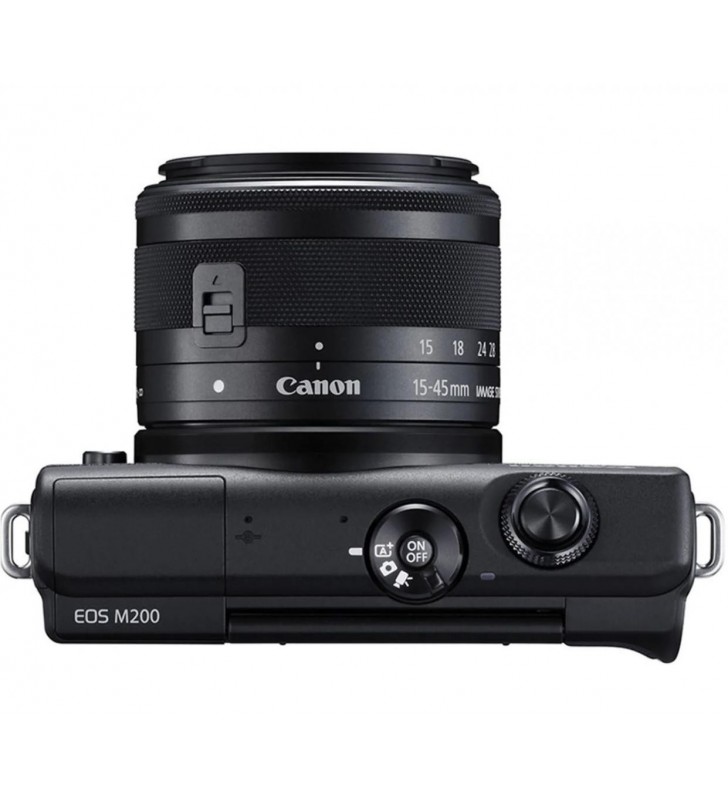 Camera foto CANON EOS M200, kit EF-M 15-45, 24.1 Mpx, ecran 3" LCD touchscreen, WiFi, bluetooth, ISO 25600, filmare 4k, full HD, compatibil SD/SDHC/SDXC, micro USB, "3699C027AA" (include TV 1.00 leu)