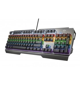 Trust GXT 877 Scarr tastaturi USB Germană Negru, Metalic