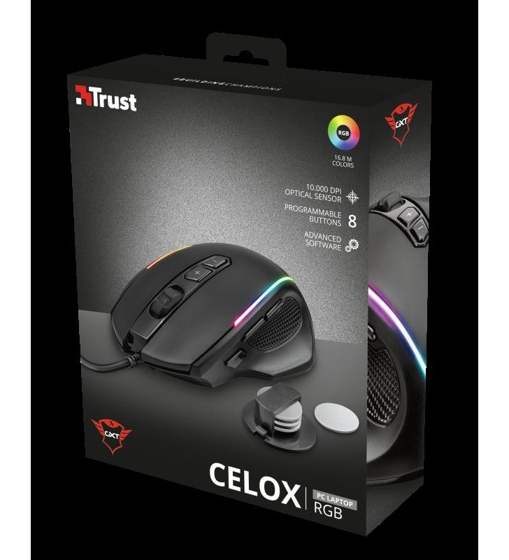 Trust GXT 165 Celox mouse-uri Mâna dreaptă USB Tip-A Optice 10000 DPI
