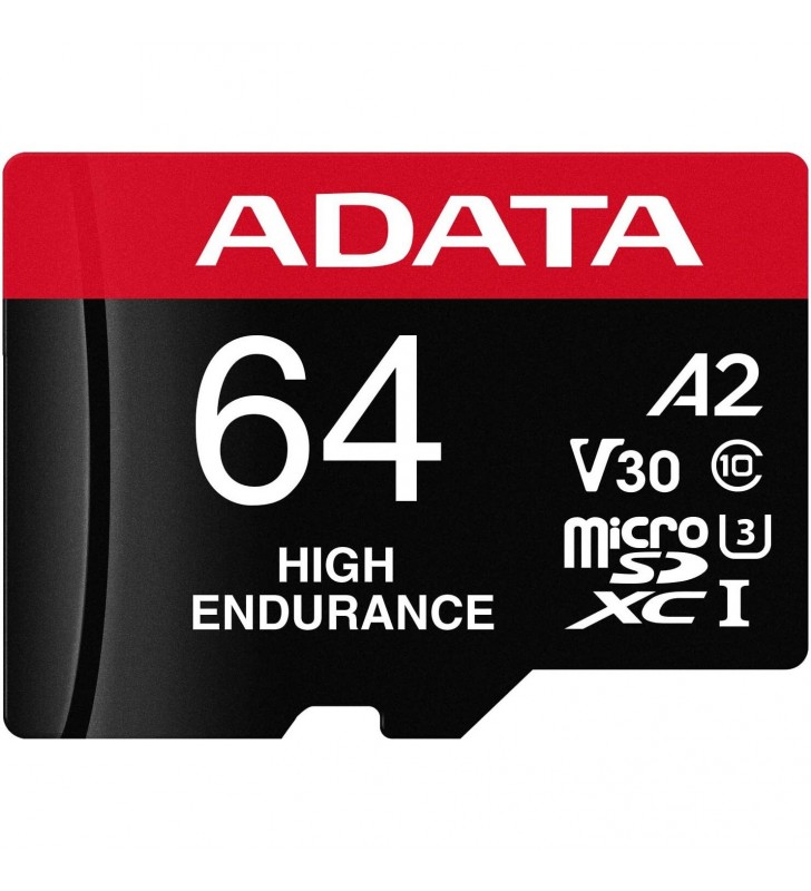 CARD MicroSD ADATA, 64 GB, MicroSDXC, clasa 10, standard UHS-I U3, "AUSDX64GUI3V30SHA2" (include TV 0.02 lei)