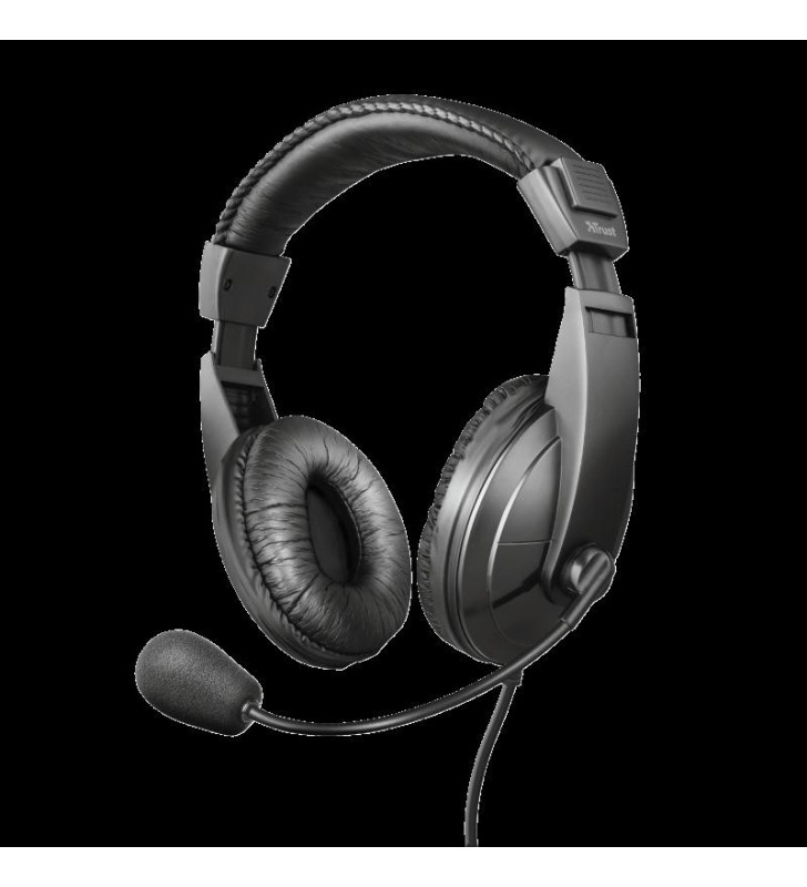 Trust 21661 cască audio & cască cu microfon Căști Prin cablu Bandă de fixare pe cap Calls/Music Negru
