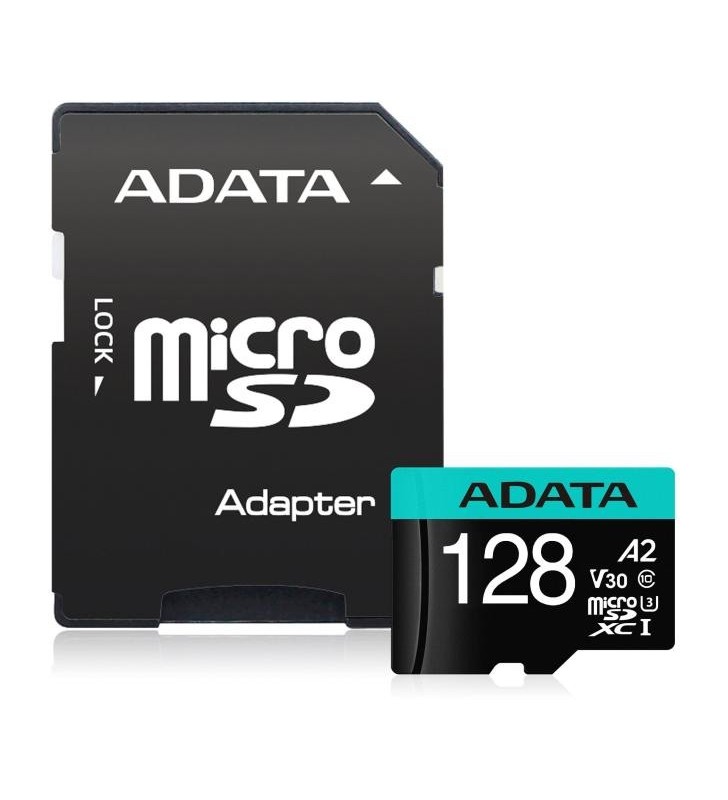 CARD MicroSD ADATA, 128 GB, microSDHC, clasa 10, standard UHS-I U3, "AUSDX128GUI3V30SA2" (include TV 0.02 lei)
