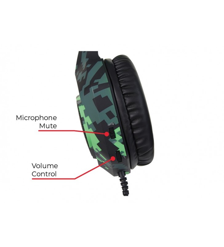 SureFire Skirmish Căști Prin cablu Bandă de fixare pe cap Gaming USB Tip-A Negru, Camuflaj, Verde
