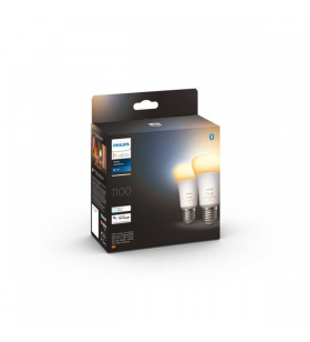 Pachet 2 becuri LED inteligente Philips Hue, Bluetooth, Zigbee, A60, E27, 8W, 800 lm, lumina alba