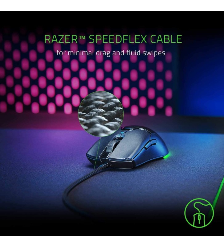 MOUSE RAZER, "Viper Mini", gaming, cu fir, USB, optic, 16000 dpi, butoane/scroll 8/1, iluminare, butoane programabile, negru, "RZ01-03250100-R3M1" (include TV 0.15 lei)