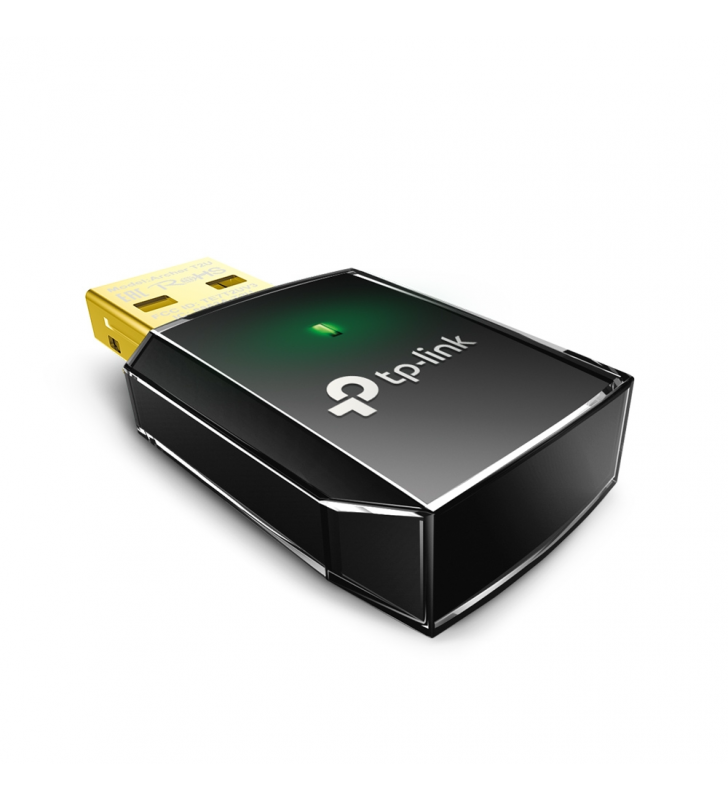 ADAPTOR RETEA TP-LINK AC600, extern wireless 2.4 GHz | 5 GHz, USB 2.0, port, 433 Mbps, antena interna x 1, „BF-Archer T2U
