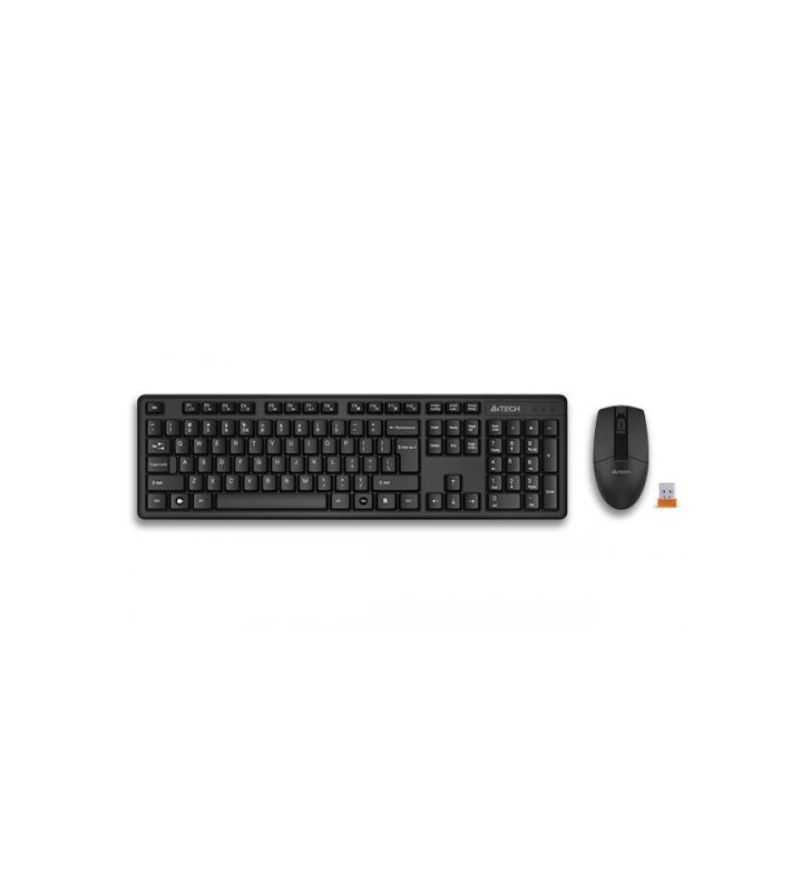 Kit Wireless A4tech 3330N - Tastatura, USB, Black + Mouse Optic, USB, Black