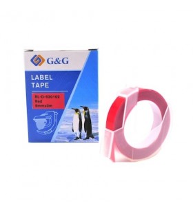 Banda Etichete G&G 3D plastic embosabile compatibil cu Dymo 520102, 9mm x 3m, red