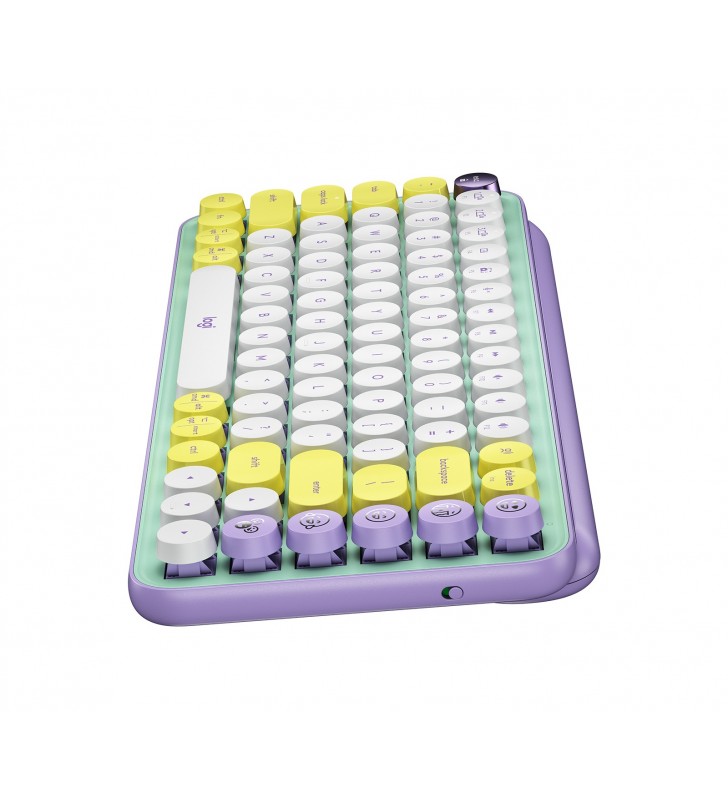 Logitech Pop Keys tastaturi RF Wireless + Bluetooth QWERTY US Internațional Culoare mentă, Violet, Alb, Galben