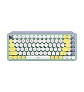 Logitech Pop Keys tastaturi RF Wireless + Bluetooth AZERTY Franţuzesc Culoare mentă, Violet, Alb, Galben