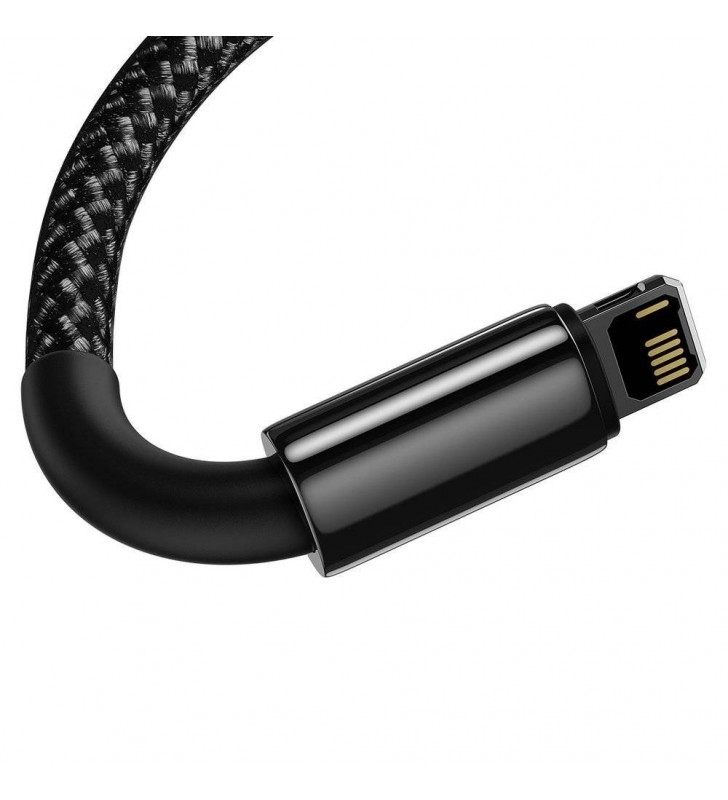 CABLU alimentare si date Baseus Tungsten Gold, Fast Charging Data Cable pt. smartphone, USB la Lightning Iphone 2.4A, brodat, 2m, rezistent zgarieturi, negru "CALWJ-A01" (include timbru verde 0.25 lei)