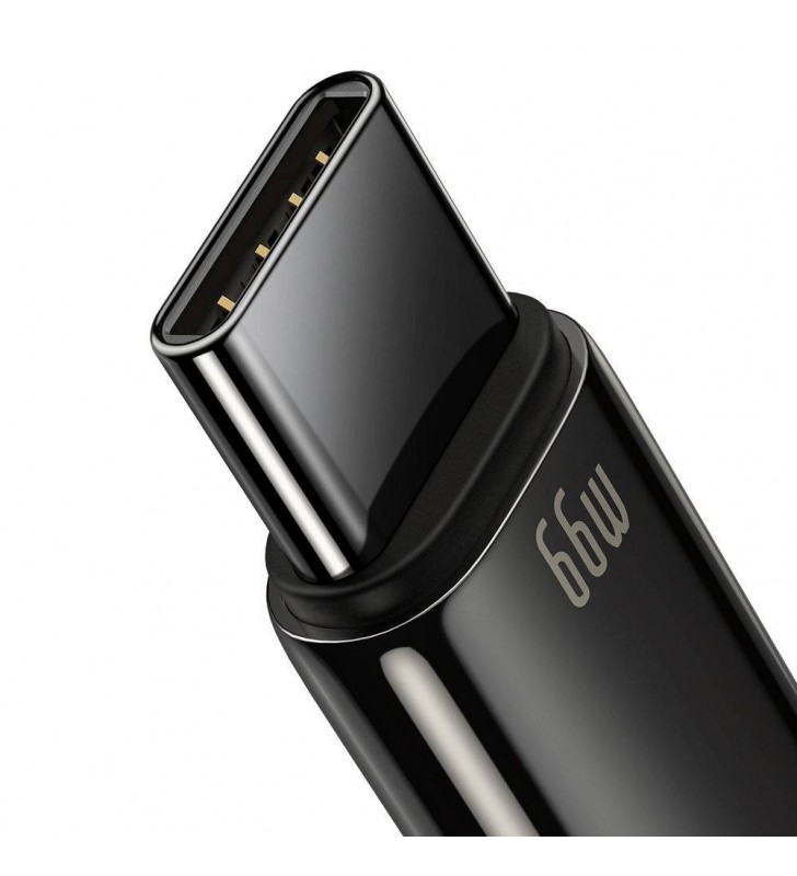 CABLU alimentare si date Baseus Tungsten Gold, Fast Charging Data Cable pt. smartphone, USB la USB Type-C 66W, brodat, 2m, negru "CATWJ-C01" (include timbru verde 0.25 lei)