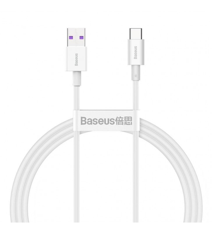 CABLU alimentare si date Baseus Superior, Fast Charging Data Cable pt. smartphone, USB la USB Type-C 66W, 1m, alb "CATYS-02" (include timbru verde 0.25 lei)