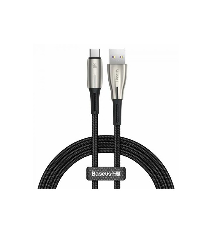 Cablu de date Baseus Water Drop-shaped CATSD-N01, USB - USB-C, 2m, Black
