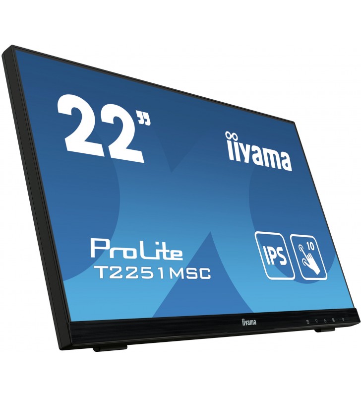 iiyama ProLite T2251MSC-B1 monitoare cu ecran tactil 54,6 cm (21.5") 1920 x 1080 Pixel Multi-touch Multi-gestual Negru