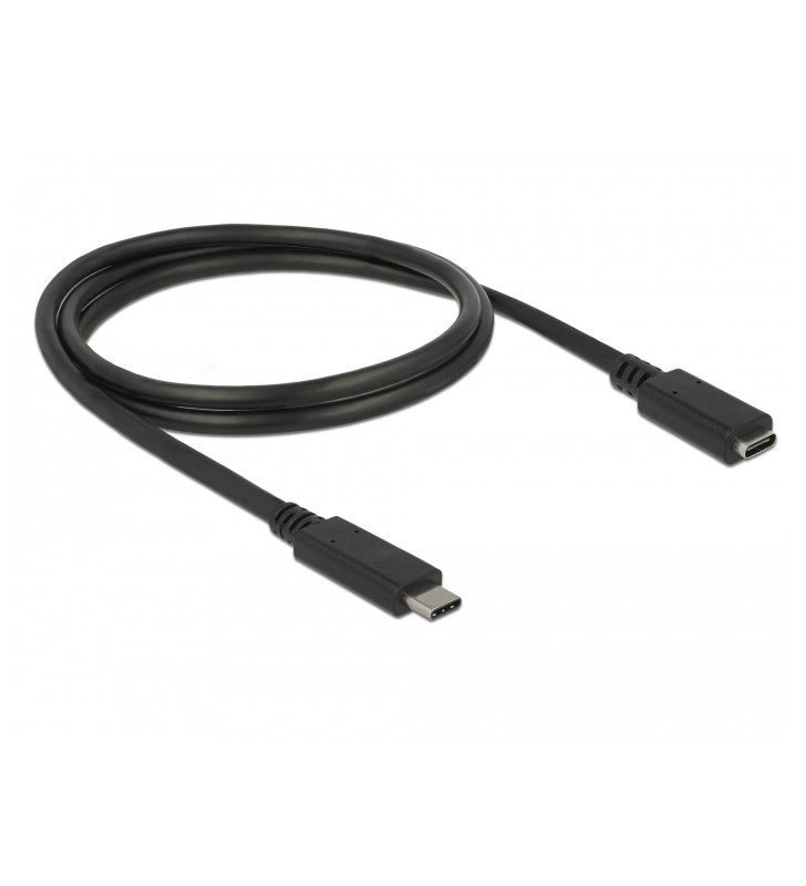 Delock Cablu prelungitor SuperSpeed USB (USB 3.1 Gen 1) cu port USB Type-C™ tată port mamă, 3 A, de 1,0 m, negru