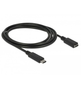 Delock Cablu prelungitor SuperSpeed USB (USB 3.1 Gen 1) cu port USB Type-C™ tată port mamă, 3 A, de 1,5 m, negru
