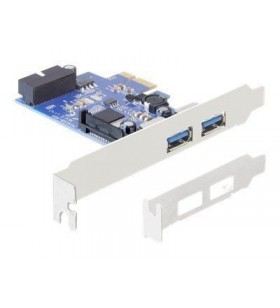 Card PCI Express DeLock 2 x USB 3.0 extern + 1 x USB 3.0 intern cu 19 pini - adaptor USB - 3 porturi