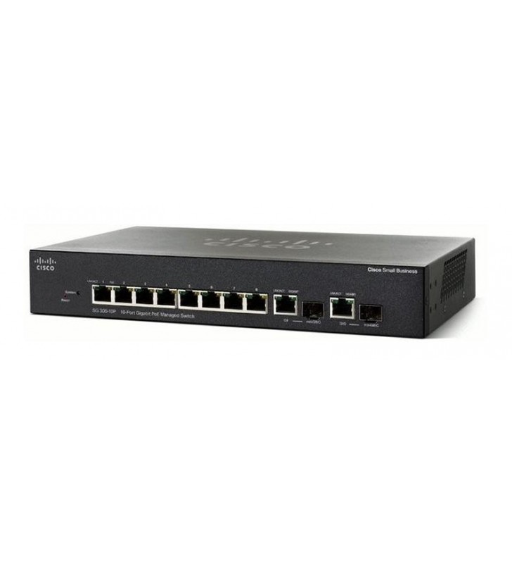 Cisco SG355-10P Gestionate L3 Gigabit Ethernet (10/100/1000) Power over Ethernet (PoE) Suport Negru