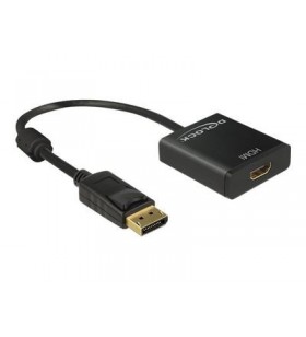 Adaptor DeLOCK Displayport 1.2 mascul HDMI mamă 4K Active - convertor video - Parade PS171 - negru