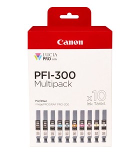 Canon PFI-300 cartușe cu cerneală 10 buc. Original Negru, Albastru, Cyan, Gri, Magenta, Negru foto, Magenta foto, Roşu, Galben
