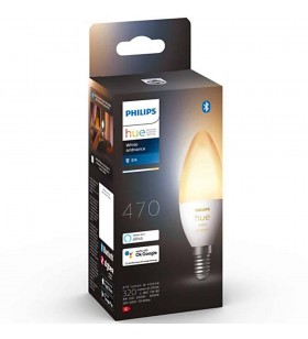 Bec LED inteligent Philips Hue B39, Bluetooth, Zigbee, E14, 4W, 470 lm, lumina alba calda (2200-6500K)