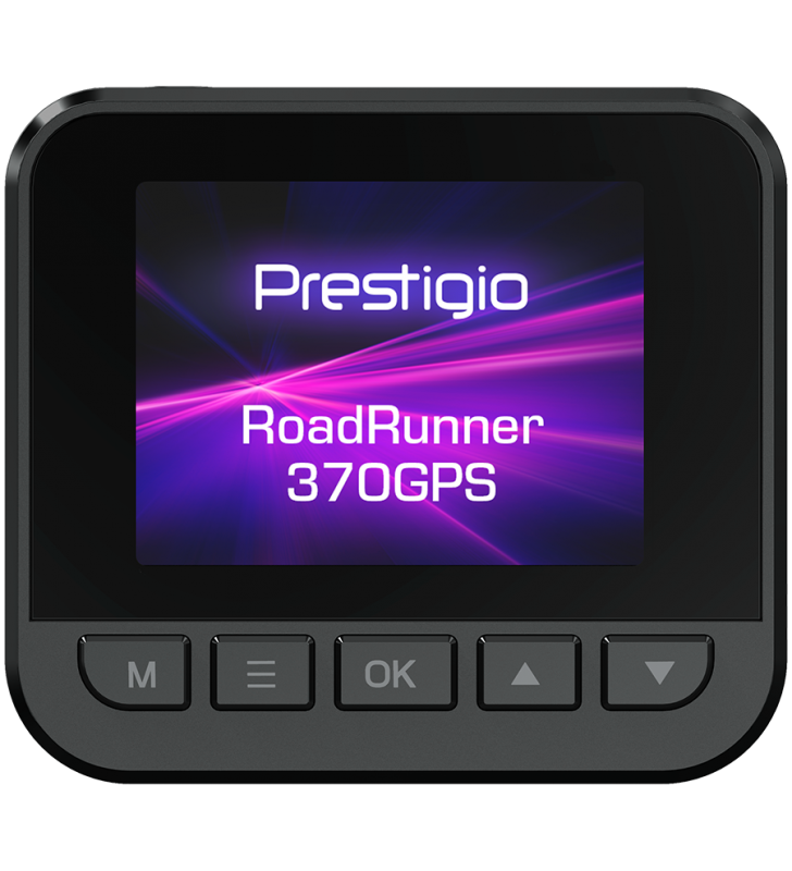 Prestigio RoadRunner 370GPS, 2.0'' IPS (320x240) display, FHD 1920x1080@30fps, HD 1280x720@30fps, AIT8336N, 2 MP CMOS GC2053 image sensor, 2 MP camera, 140° Viewing Angle, Micro USB, 120 mAh battery, GPS, Night Vision, Motion Detection, G-sensor, Cyclic R