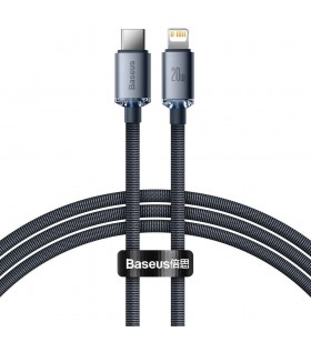 CABLU alimentare si date Baseus Crystal Shine, Fast Charging Data Cable pt. smartphone, USB Type-C la Lightning Iphone PD 20W, 1.2m, negru "CAJY000201" (include timbru verde 0.25 lei)
