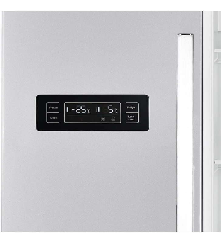 Side by side Daewoo FSB-514HEX, 529 L, Clasa E, Ice & Water dispenser, Touch digital display, Functie Super Freeze, Inox